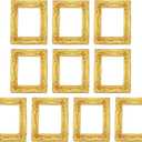 Uxcell 10pcs Vintage Resin Picture Frames, Mini Tiny Photo Frame Rectangle Jewelry Display Prop for DIY Table Top Photography Wedding Decor, Gold, 1.5 x 1.2
