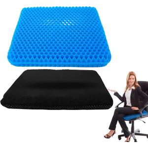 Gel Cushion for Long Sitting - Extra Large & Thickened Office Chair Cushion with Honeycomb Design for Back Pain and Pressure Relief, Breathable Car & Wheelchair Seat Pad