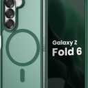 Magnetic Case for Samsung Galaxy Z fold 6 Case, Slim Translucent Matte Phone Cover with Shockproof TPU Frame & Scratch-Resistant PC Back, Strong Magnetic Ring, Pine Green