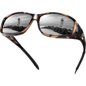 URUMQI Polarized Sunglasses Fit Over Glasses for Men Women, Wraparound Sun Glasses UV400 Protection for Driving Fishing