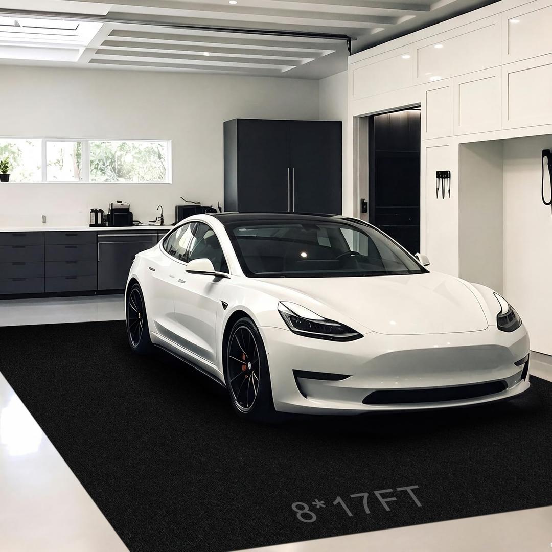 8' x 10' Extra Large Garage Floor Mat for Under Car, Heavy Duty Absorbent Oil Mat for Garage Floor, Waterproof Non-Slip Oil Spill Mat for Garage Driveway, Protect Concrete Floor from Oil Leaks Stains