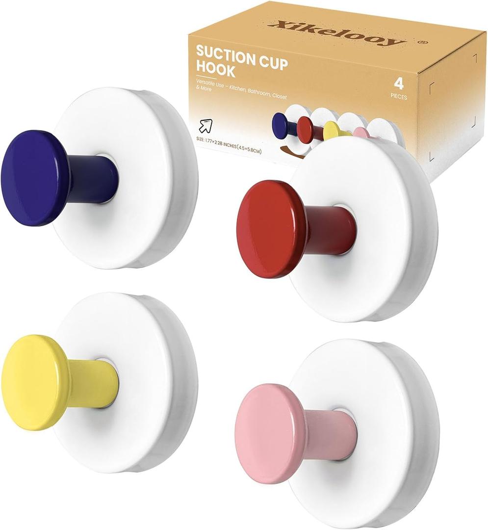 Suction Cup Hooks, Suction Cup Hooks for Shower,Removable Towel Hooks for Bathroom Window Glass Door Wall, Bath Robe Looafh Wreath Hook for Hanging