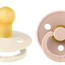 BIBS Colour Soother 2-Pack | BPA Free Dummy Pacifier | Round Nipple | Natural Rubber Latex | Made in Denmark | Size 0-6 Months | Ivory Pink