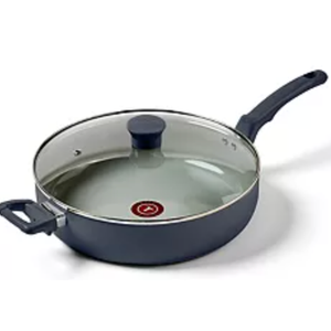 T-Fal Refresh Ceramic Nonstick Saute Pan with Lid 5 Qt, Made without PFOA and PTFE, Oven and Broiler Safe up to 350°F Cookware, Frying Pan, Stay-Cool Handle, Skillet Pots and Pans, Blue