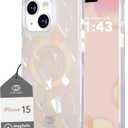 COCOMII Rectangle Case for iPhone 15, Compatible with MagSafe, Natural Real Mother of Pearl