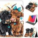 Case for Fire HD 8 & HD 8 Plus Tablet (12th/10th Gen, 2024/2022/2020), Slim PU Leather Folio Cover with Stand & Auto Wake/Sleep, Shockproof Protection for Fire HD 8 8-Inch Tablet, Cute Highland Cows