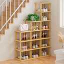 ZUJJAFY Vertical Shoe Rack for Entryway, Small Shoe Rack 7-Tier Tall Shelf for Narrow Spaces Free Standing, Bamboo Shoe Racks Organizer for Closet Corner Bedroom and Garage