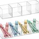 Epakh 2 Pieces 4 Compartment Acrylic Cube Organizer 4 Section Clear Acrylic Pencil Holder Small Drawer Organizer for Makeup Brush Crayon Desk Home Office Back to School Supplies