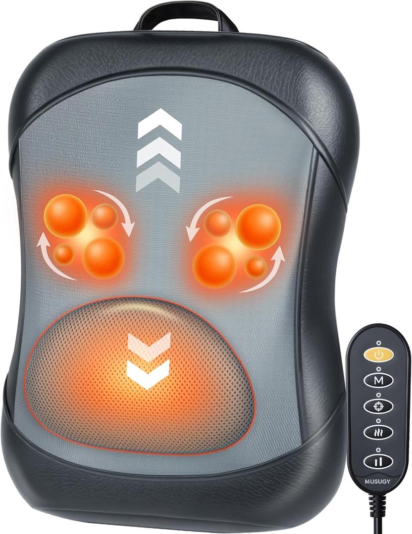 Back Massager for Pain Relief Deep Tissue : Rolling Up and Down, Not Just 4 Fixed Spots, Lower Back Massager with Heat, Shiatsu Kneading Massage for Office Home Car Use