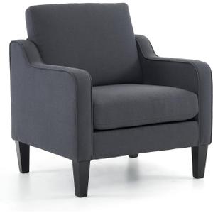 VINGLI Accent Chairs for Living Room Chairs Mid Century Modern Chair Sofa Chair Upholstered Arm Chair with Scooped Arms for Bedroom, Apartment, Office, Studio, Waiting Room, Play Room (Dark Grey Linen)