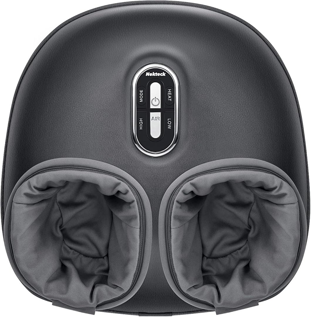 Nekteck Shiatsu Foot Massager Machine with Soothing Heat, Deep Kneading Therapy, Air Compression, Improve Blood Circulation and Foot Wellness,Relax for Home or Office Use(Gray) (Gray (Regular))