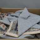 8x10 Machine Washable Area Rug for Living Room, Blue Beige Boho Vintage Floral Rug Large Non-Slip Low Pile Soft Faux Wool Carpet, Kids and Pets Friendly for Bedroom Dining Room Farmhouse Decor Rug