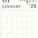 Wall Calendar 2026-2027, 18 Months, Runs From January 2026 to June 2027, 17" x 12" Large Wall Calendar with Hanger, Thick Paper and Spiral Binding. Watercolor Eucalyptus Design.