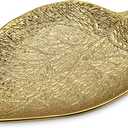 Oversized Leaf-Shaped Ceramic Jewelry Tray, 12.6" Large Decorative Tray Gold Vanity Trays for Rings, Necklaces, Keys, Gifts for Mom, Coffee Table Decor, Entryway Table Trays, 1 Pack