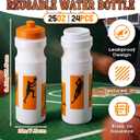 Talltalk 24 Pcs Basketball Water Bottles Bulk 25 oz Reusable Squeeze Sports Bottles Portable Leak Proof Plastic Juice Bottle for Summer Sport Themed Party Favors Birthday Team Senior Night Gifts