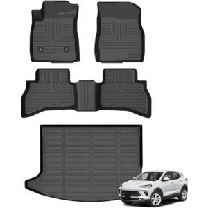Floor Mats & Cargo Liner for Buick Encore GX AWD 2020-2026 All Weather Automotive TPE Set Anti-Slip Waterproof Floor Liners Accessories (Car Mats+Trunk Mat) Black