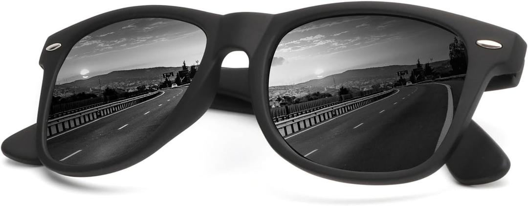 KALIYADI Mens Sunglasses Womens Sunglasses Small Face: Square Polarized Sunglasses-Men for Driving Fishing Golf UV400, A01-matte Black