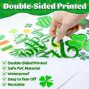St.Patrick's Day Window Clings, Green Shamrock Window Decals Double-Sided Irish St Patricks Day Decorations Glass Clings for Home School Office Classroom Decor