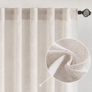MIULEE White Linen Curtains 84 Inch Length for Bedroom Living Room, Soft Thick Linen Textured Window Drapes Semi Sheer Light Filtering Rod Pocket Back Tab Burlap Look Farmhouse Decor, 2 Panels