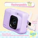Instant Print Camera for Kids, Christmas Birthday Gifts for Girls Boys Age 3-12, TYPONOS Kids Cameras, Portable Toy Camera for 3 4 5 6 7 8 9 10 Year Old Girl with 32GB SD Card, Purple, 1 Count