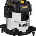 DEWALT DXV05S 5 Gallon Stainless Steel Wet/Dry Vac, 4 Peak HP Shop Vacuums with Attachments, Powerful Suction, 1-7/8" Hose, DXV05S, Silver