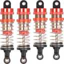 Oiled Shocks Upgraded 66mm/72mm Aluminum Oil Shock Absorber Set for 1/12 1/14 1/16 RC Cars - Compatible with WLtoys 144001, 124019, MJX 16208, HBX & More (Bz-silver-red)