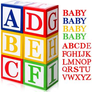 Kolldenn 6 Pcs Back to School Decorations Custom Letter Inspire Party Decoration 30x30 cm Alphabet Boxes with 104 Pcs Letter Cutouts(4 Sets of A-z) Party Favor Birthday Photo Block Props School Decor