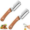2 Pack Multifunctional Vegetable Peeler, With Wooden Handle and Bottle Opene, Stainless Steel Blade with Ergonomic Wooden Handle, Non-Slip Fruit & Potato Peeler for Kitchen Use