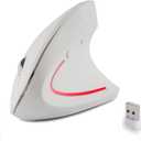 Wireless Mouse Ergonomic White Left Handed Mice, Vertical Left Hand Optical Ergo Carpal Tunnel Portable Lightweight Cordless Mice for PC Laptop Computer Mac Office Travel Middle Large Hands Women Gift