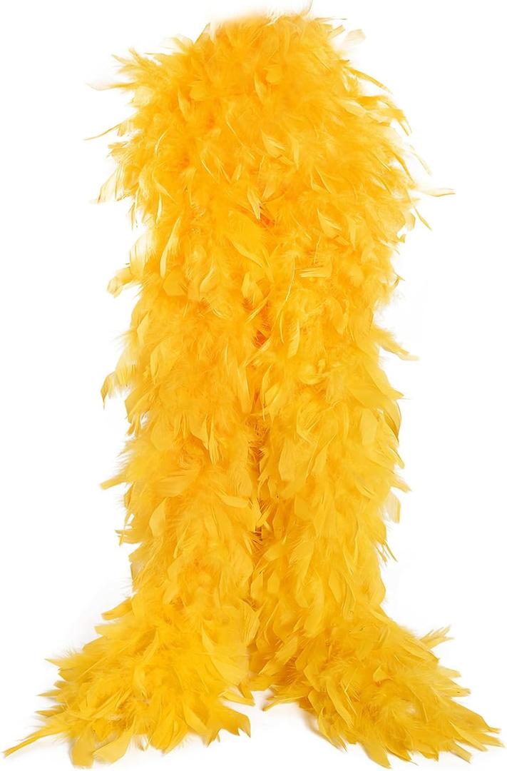 THARAHT Chandelle Feather Boa 19 Color-38g/55g100g 2Yard Dancing Wedding Party Halloween Costume Decoration Feathers boa (Golden Yellow)
