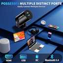[Built-in Apps & 2026 Upgraded] Mini Projector Support 4K 1080P Auto Keystone 180 Rotatable with WiFi 6 and Bluetooth 5.4, Projector Portable Compatibile with HDMI/TV Stick/Memory Stick/Laptop-Black