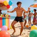 Arjen Kroos Men's Sexy Metallic Shiny Shorts Sparkly Rave Hot Short Pants with Pockets (Black, L)