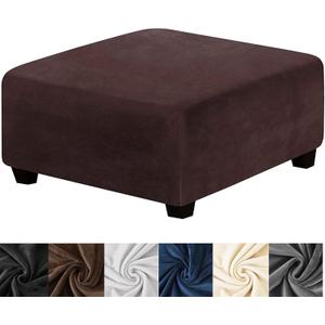 HFCNMY Ottoman Cover Square,Stretch Velvet Square Ottoman Cover Thick Ottoman Slipcover Square Washable Storage Ottoman Cover Foot Stool Cover with Elastic Bottom for Living Room Coffee, X-Large