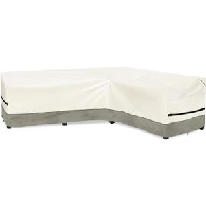 okcool Outdoor Sectional Cover,L-Shaped Patio Furniture Covers for 6-Seater Outdoor Sectional Furniture Couch 110"(85''L) x 32''D x 31''H, White&Grayish Green