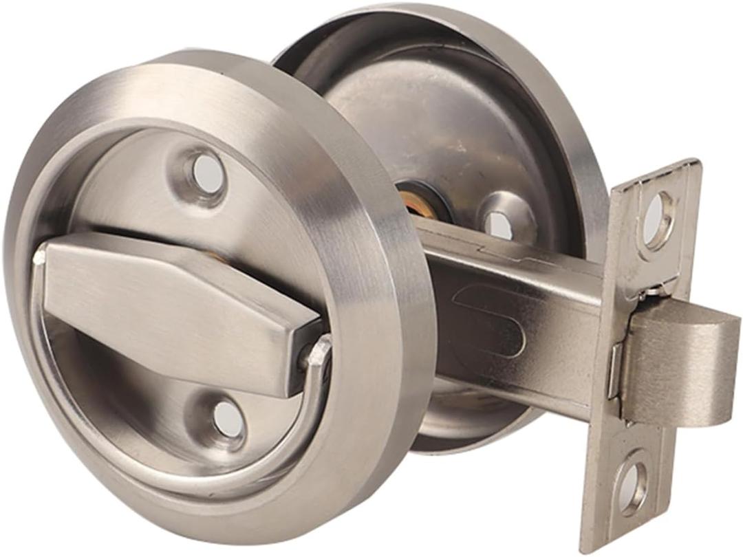 Dixiao 304 Stainless Steel Round Hidden Recessed Cup Door Lock, Doorknobs, Flush Door Knob Locker, Flat Door Knob, Flat Passage Door Lock, Low Profile Handles No Locking 1 Set