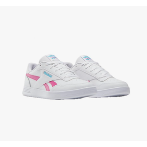 Reebok Women's Court Advance Sneaker, Footwear White/Bold Cyan/Laser Pink, Women's Size 7