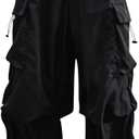 Verdusa Women's Plus Size Cargo Pants Drawstring High Waist Flap Pocket Loose Trousers (4X-Large Plus, Black)