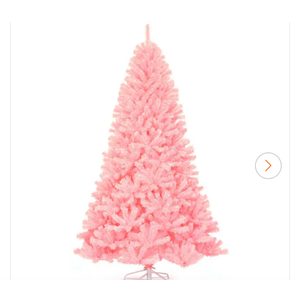 6 ft. Unlit Hinged Artificial Christmas Tree Full Fir Tree New PVC with Metal Stand Pink