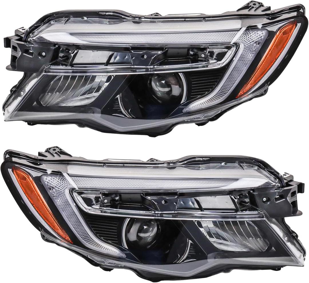 TRQ Headlight Assembly Set Headlights Driver & Passenger Side Compatible with 2016-2020 Honda Pilot 2017-2020 Ridgeline HO2502165 HO2503165