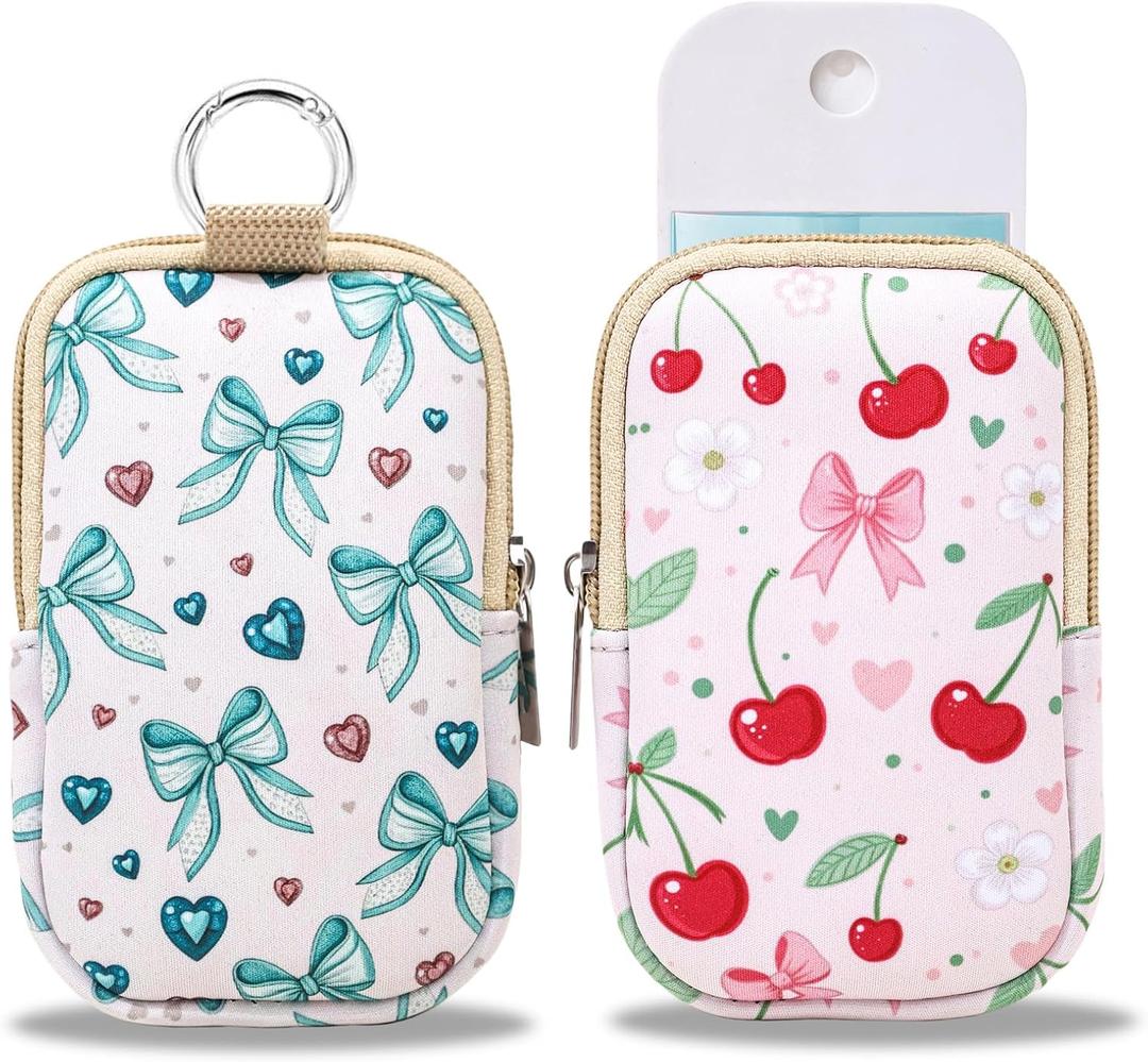 COOKOOKY 2 Pack Hand Sanitizer Spray Case Compatible with Touchland, Hand Sanitizer Holder, Mini Zippered Pouch, Small Makeup Bag for Women Friends Girls Gifts Idea