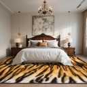 DweIke Tiger Rugs for Living Room, 8x10 Large Soft Faux Animal Tiger Print Area Rug, Washable Non-Slip Stain Resistant Throw Carpet for Dining Room Office Western Home Decor