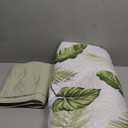 Tropical Plants Quilt Set Queen Size 3 Pieces, Green Palm Leaves Rainforest Style Fine Printed Reversible Bedspreads Bedding Sets, Soft and Lightweight Bed Coverlet for All Season