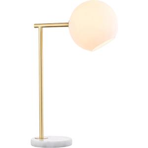 JONATHAN Y Charles Modern Globe Bedside Table Lamp 20.5", Gold/White