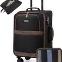 LOVEVOOK Carry On Luggage 22x14x9 Airline Approved, 20 Inch Suitcases with Spinner Wheels, Softside Carry-on Suitcase with TSA Lock for Men Women Business Trip Weekender Travel, Black&Brown