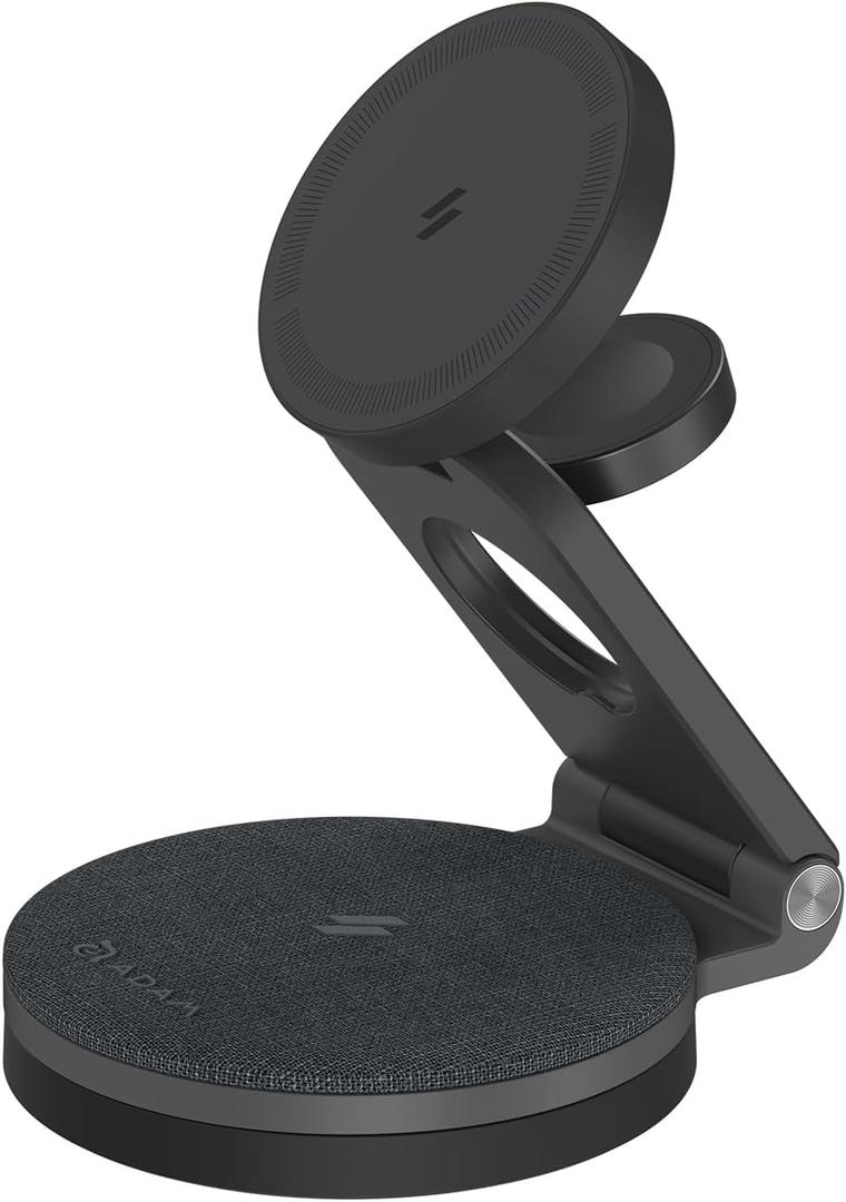 ADAM elements Mag 360 Qi2 3-in-1 Foldable Magnetic Charging Station, 15W Fast Wireless Charger for iPhone 17 16 15 14 13 12 Series, Apple Watch & AirPods