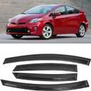 Window Visor for Toyota Prius 2010-2015, Out-Channel Rain Guards Shields Vent Deflector Shade Wind Dark Smoke 2011 2012 2013 2014, Tape-On Outside-Mount, 4PCS