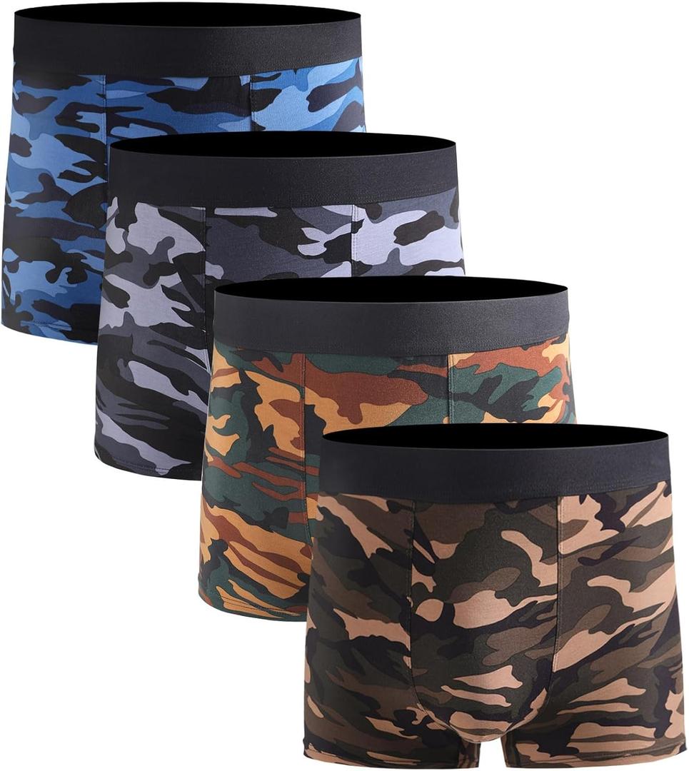 Men's Underwear Boxer Briefs Bamboo Viscose Trunks Soft Comfortable Multipack (Large)