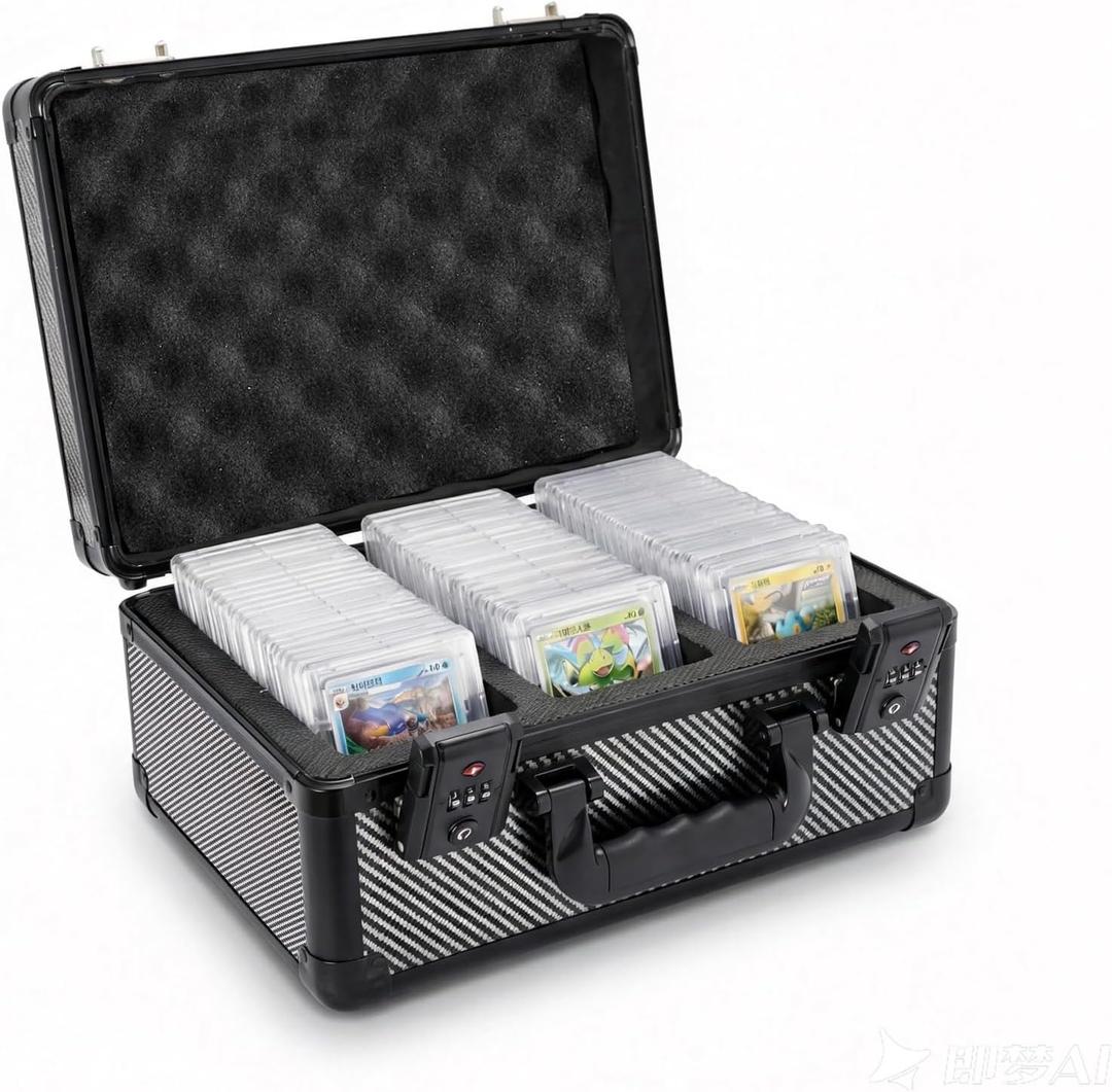 Graded Card Storage Box, Aluminum 3-Row Slab Case with TSA Lock, Holds 110+ PSA/BGS Slabs & Toploaders, Dustproof Travel Hard Case for Card Collectors