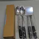 4 Pcs Cooking Utensils Set, Stainless Steel Kitchen Utensils, Heat Resistant Metal Kitchen Tools Include Solid & Slotted Turner Wok Spatula, Serving Spoon, Ergonomic Handle, Easy to Clean, Silver