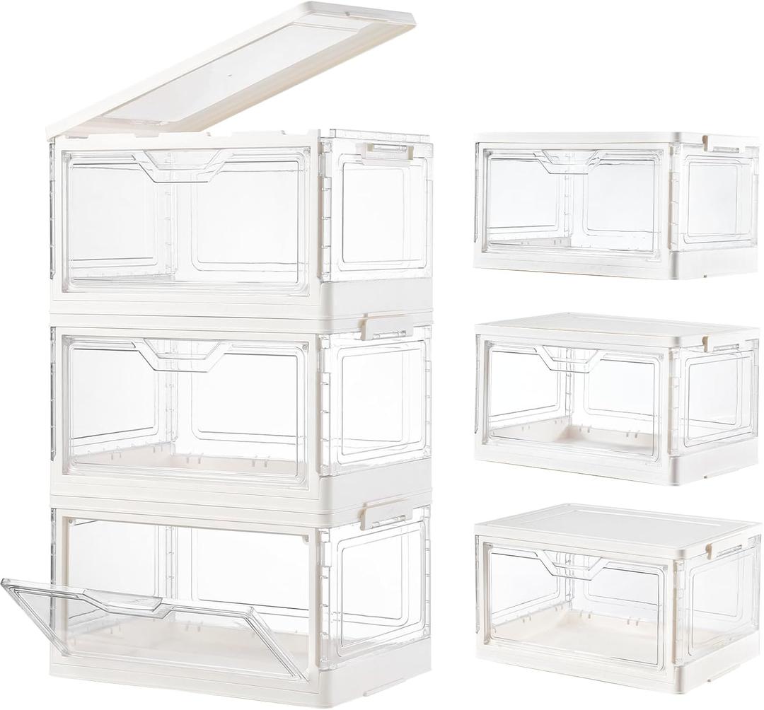 Stackable Storage Bins with Lids - Closet Organizers and Storage, 3 Drawer Storage OrganizerClear Stackable Storage Drawers for Clothes,Hats, Snacks (Clear-3Pack with 3 lids no wheels)